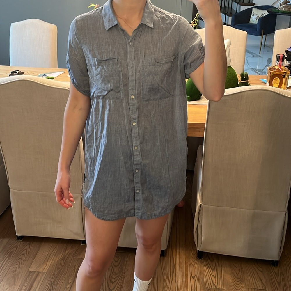 Shimera Blue Casual Button Down Shirt Lightweight
